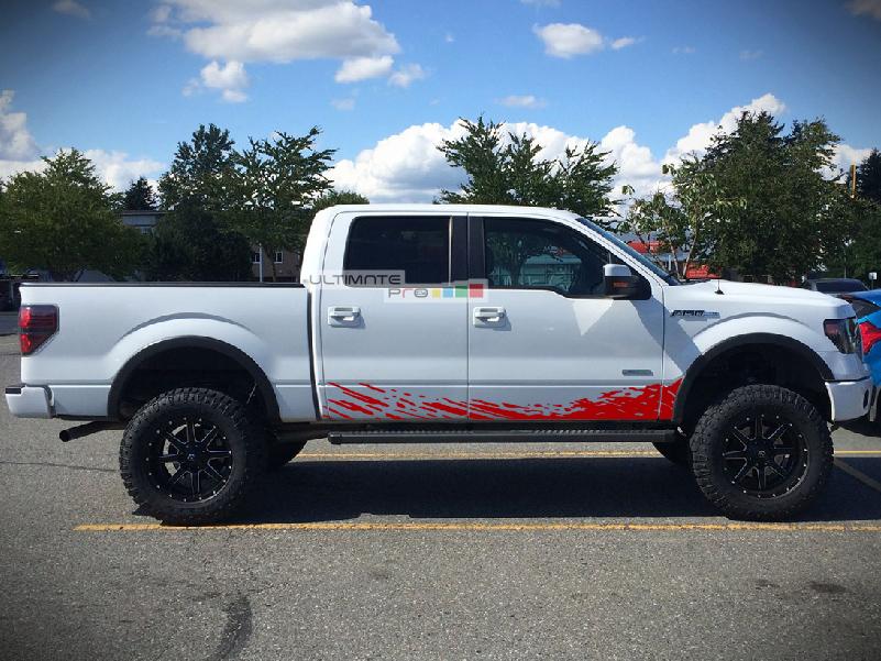 RED Bubbles Designs Set of Side Mud Splash Decal Sticker Graphic Compatible with Ford F150 Series 2009-2017 