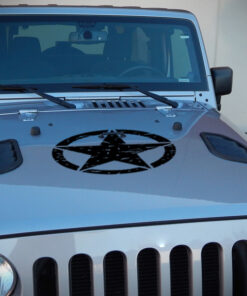 Decal Sticker Vinyl Hood Distressed Star Compatible with Jeep Wrangler JK Unlimited Rubicon Sahara Sport S