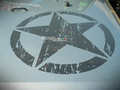 Decal Sticker Vinyl Hood Distressed Star Jeep Wrangler JK Unlimited Rubicon Sahara Sport S