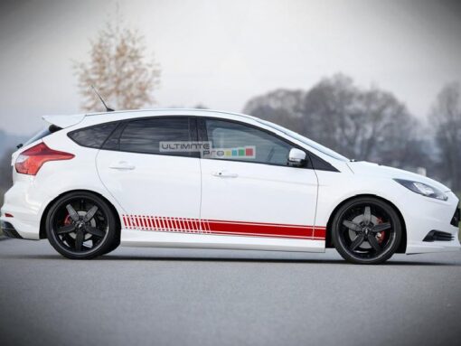 Set of Racing Side Stripes Decal Sticker Graphic Ford Focus 2012 ST 2.0 L Turbocharged