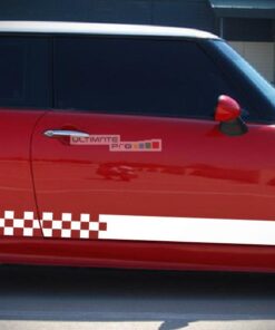 Set of Sport Checkered Flag Side Stripes Decal Sticker Vinyl Mini Cooper Hatchback Hardtop All Models