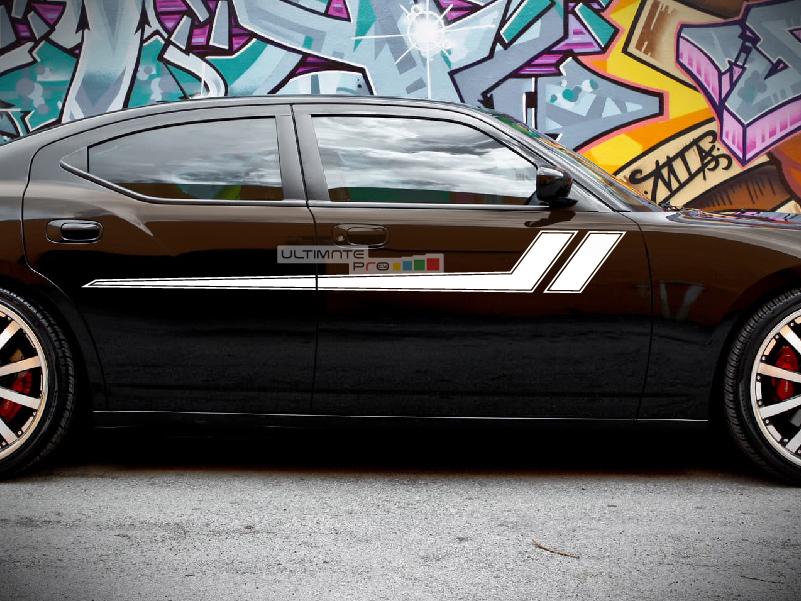 Matte Black Door Side Stripes Accent Vinyl Decal For Dodge Charger 2015-2023