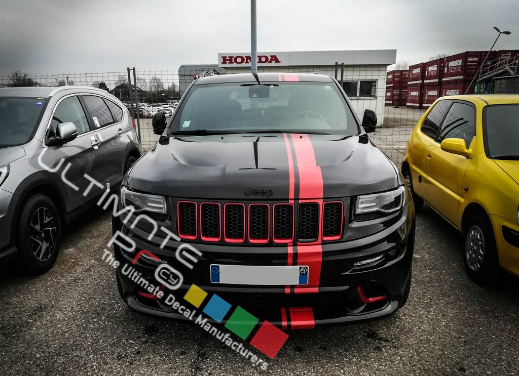 HOUSEOFGRAFX Racing Stripe Decal Kit For Jeep Trackhawk & Cherokee 2016-2019 – 18.7” Black Vinyl