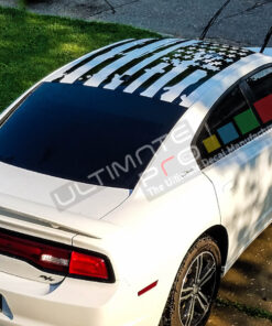 Roof Banner American Flag Style Decal Compatible with Dodge Charger US Flag Sticker Vinyl