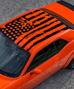 Roof Banner American Flag Style Decal Compatible with Dodge Challenger US Flag Sticker Vinyl