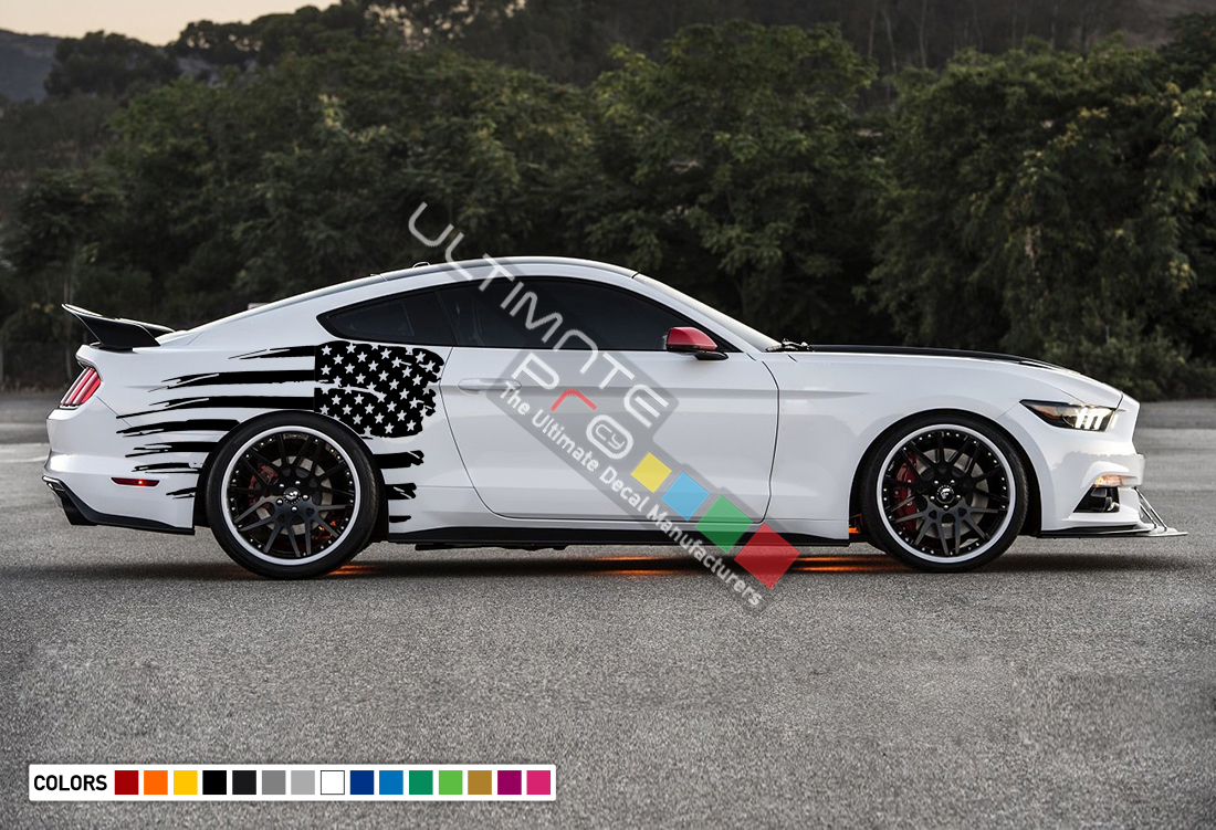 Sticker for Ford MUSTANG Side USA Flag  graphics Vinyl Design Graphics Decal