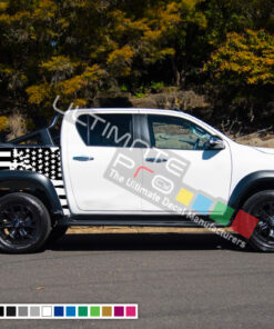 Decal Sticker Graphic Bed Destorder US Flag Kit Compatible with Toyota Hilux 2004-Present