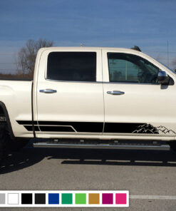 Decal Sticker Vinyl Side Mountains Stripe Kit Compatible with GMC Sierra 2014-2017