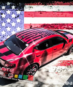 Roof Banner American Flag Style Decal Compatible with Dodge Avenger US Flag Sticker Vinyl