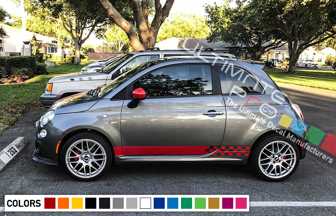 Side Stripes Decal 2x Sticker Compatible With Fiat 500 Abarth