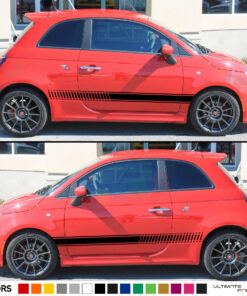 2x Racing Side Stripes Decal Sticker Graphic Compatible with Fiat 500 Abarth