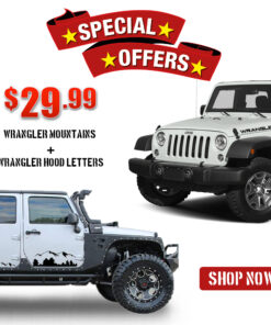 Mountains Decal and Hood Letters Sticker Compatible with Jeep Wrangler RUBICON Jk