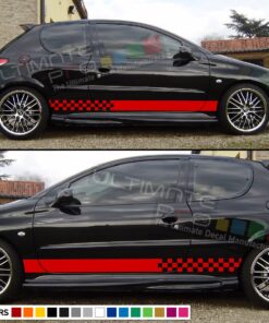 Decal Sticker Side Racing Stripes Compatible with Peugeot 206 GTi RC 1998–Present