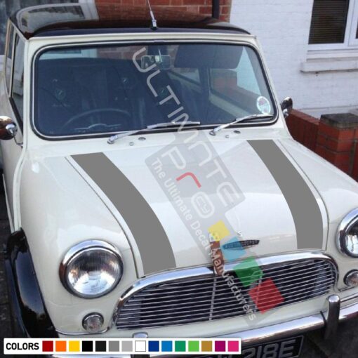 Hood Decal Sticker Graphic Compatible with Mini Classic