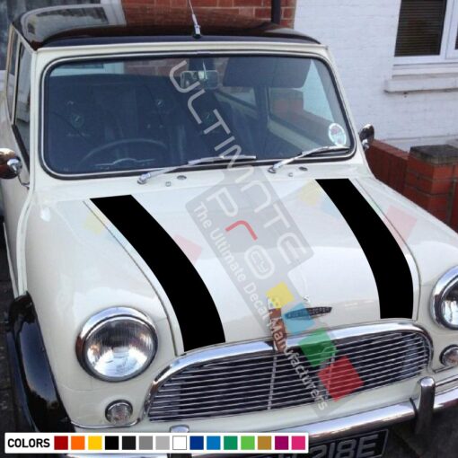 Hood Decal Sticker Graphic Compatible with Mini Classic