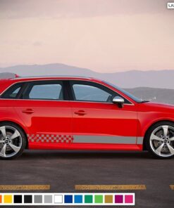 Decal Sticker Side Sport Stripe Kit Compatible with Audi A3 2008-Present