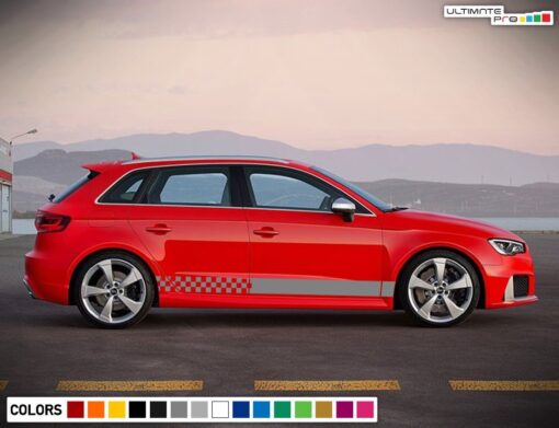 Decal Sticker Side Sport Stripe Kit Compatible with Audi A3 2008-Present