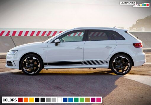 Decal Sticker Side Stripe Kit Compatible with Audi A3 2008-Present