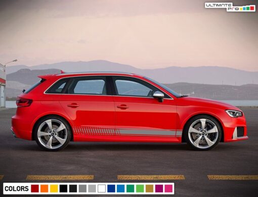 Decal Sticker Side Stripe Kit Compatible with Audi A3 2008-Present
