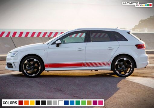 Decal Sticker Side Stripe Kit Compatible with Audi A3 2008-Present