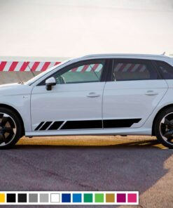 Decal Sticker Vinyl Side Sport Stripe Kit Compatible with Audi A3 2008-Present