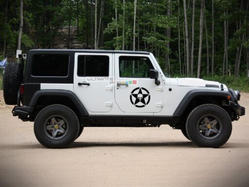 2x Stars Decal Side Punisher Skull Star Sticker Jeep Wrangler RUBICON Jk