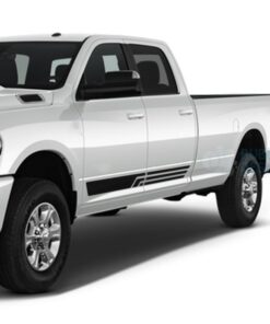 3 Lines Side Door Stripes Decals Graphics Vinyl For Dodge Ram Crew Cab 3500 Bed 8 Black /