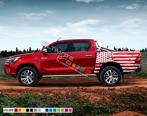 Decal Sticker Graphic Bed Destorder US Flag Kit Toyota Hilux