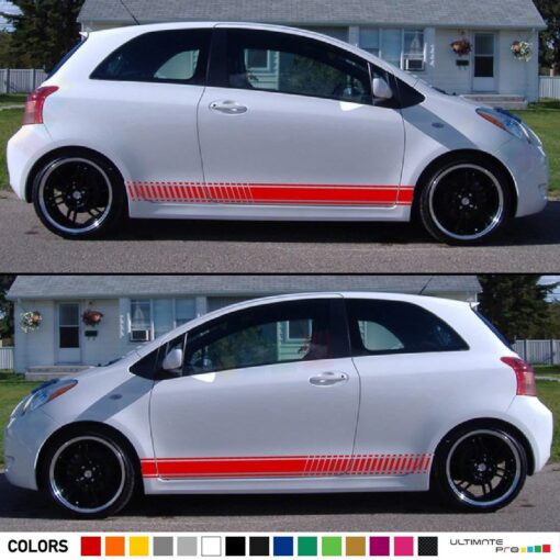 Sport Side Stripes Decal Sticker Vinyl Toyota Yaris Vitz 2nd Gen