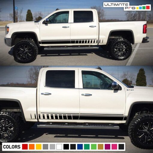 Decal Sticker Vinyl Side Stripe Kit Compatible with GMC Sierra