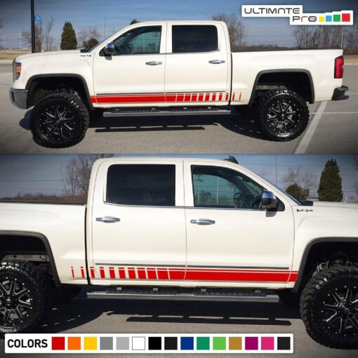 Decal Sticker Vinyl Side Stripe Kit Compatible with GMC Sierra