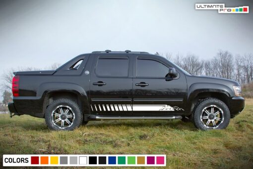 Side door mountains decals, vinyl design for Chevrolet Avalanche decal 2015 - Present