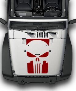 Hood Punisher Stripes, Decals Compatible with Jeep Wrangler JK 2010-Present