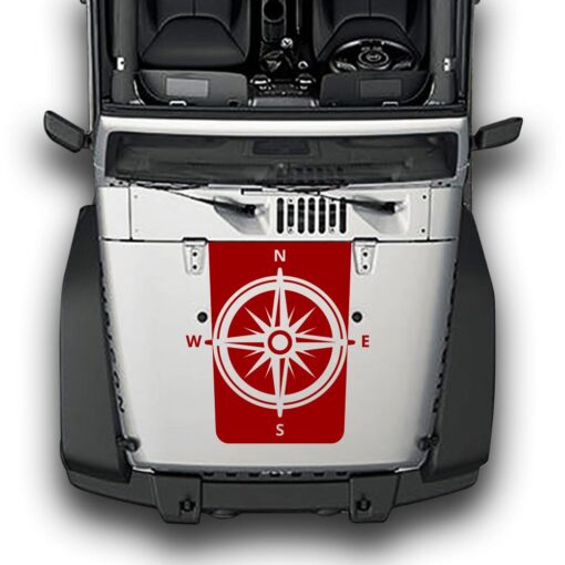 Hood Compass Stripes, Decals Compatible with Jeep Wrangler JK 2010-Present