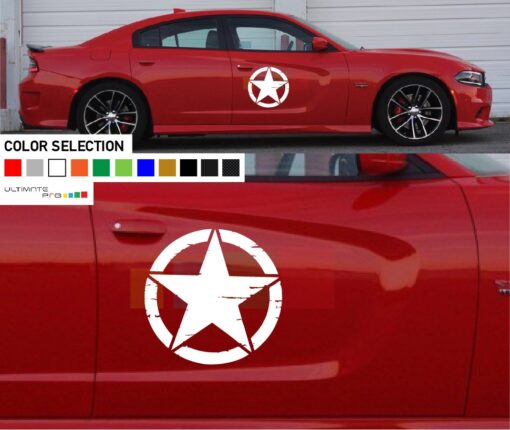 Door Decal Vinyl Star For Dodge Charger 2011 - Present