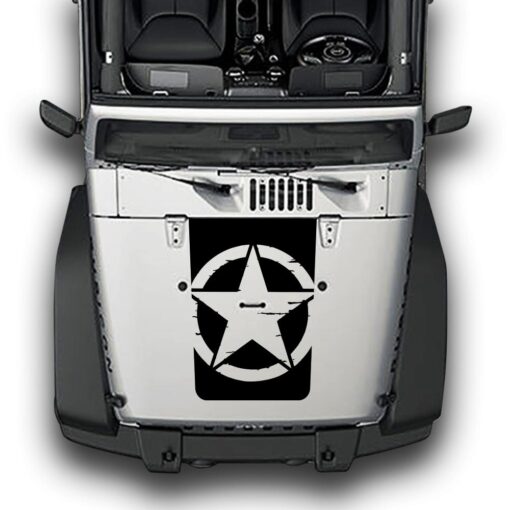 Hood Distorted Star Decals Compatible with Jeep Wrangler JK 2010-Present