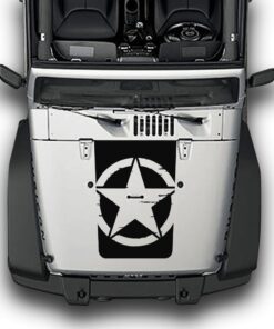 Hood Distorted Star Decals Compatible with Jeep Wrangler JK 2010-Present