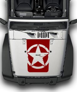 Hood Distorted Star Decals Compatible with Jeep Wrangler JK 2010-Present