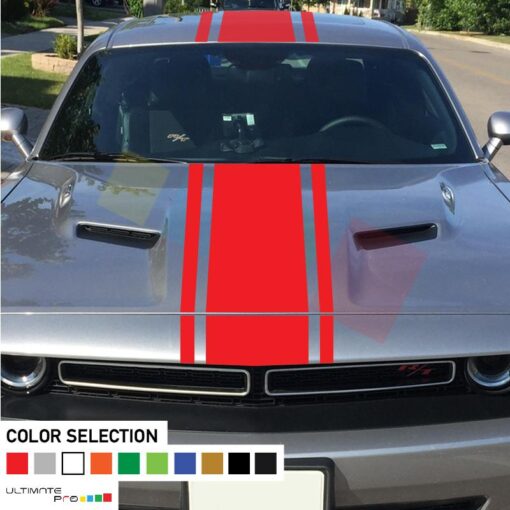 Decal Sticker Front to Back Stripe For Dodge Challenger 2008 - Present