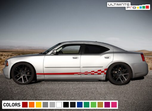 Wavy Flag Side Door Stripes Decal For Dodge Charger 2006 - Present