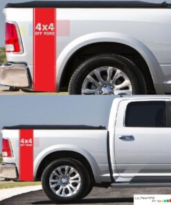 4x4 Pair of Sticker Vertical Rear Panel Stripe For Dodge Ram 2009 - Present