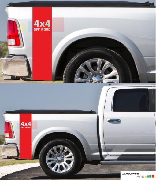 4x4 Pair of Sticker Vertical Rear Panel Stripe For Dodge Ram 2009 - Present
