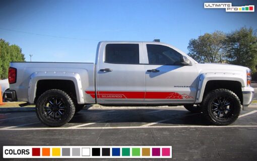 Decal Sticker Side Door Stripes for Chevrolet Silverado 4x4 Bed