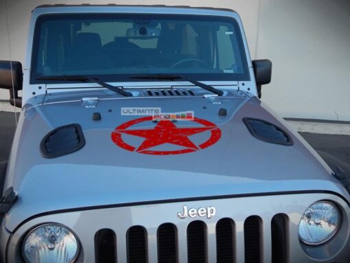 Decal Sticker Vinyl Hood Distressed Star Jeep Wrangler JK Unlimited Rubicon Sahara Sport S