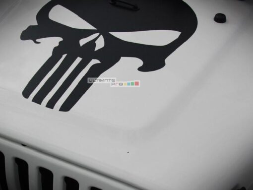 Decal Sticker Vinyl Hood Punisher Skull Jeep Wrangler JK Unlimited Rubicon Sahara Sport S