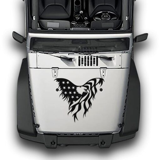 Hood Eagle Stripes, Decals Compatible with Jeep Wrangler JK 2010-Present