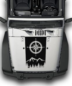 Hood Compass Stripes, Decals Compatible with Jeep Wrangler JK 2010-Present