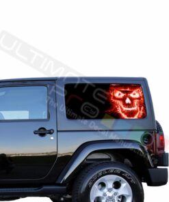 Rear Window Red Skull Perforated for Jeep Wrangler JL, JK decal 2007 - Present