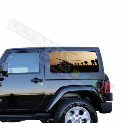 Rear Window Army Helicopter Perforated for Jeep Wrangler JL, JK decal 2007 - Present