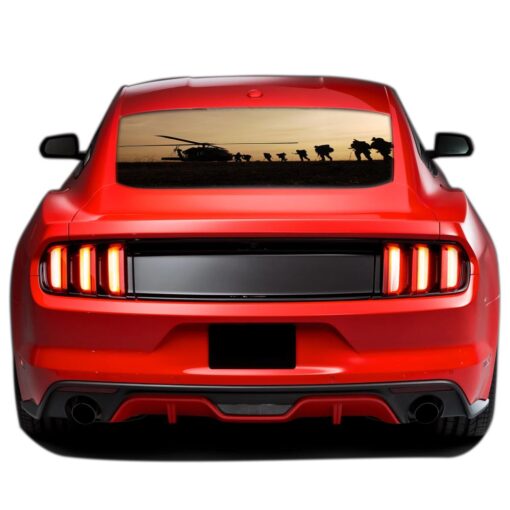 Helicopter Perforated Sticker for Ford Mustang decal 2015 - Present